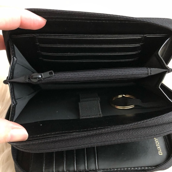 Buxton Bags Buxton Black Leather Zip Around Wallet Poshmark